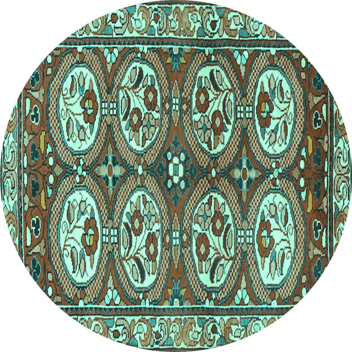 Round Machine Washable Persian Turquoise Traditional Area Rugs, wshtr4020turq