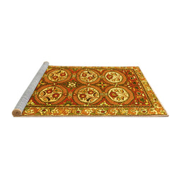 Sideview of Machine Washable Persian Yellow Traditional Rug, wshtr4020yw