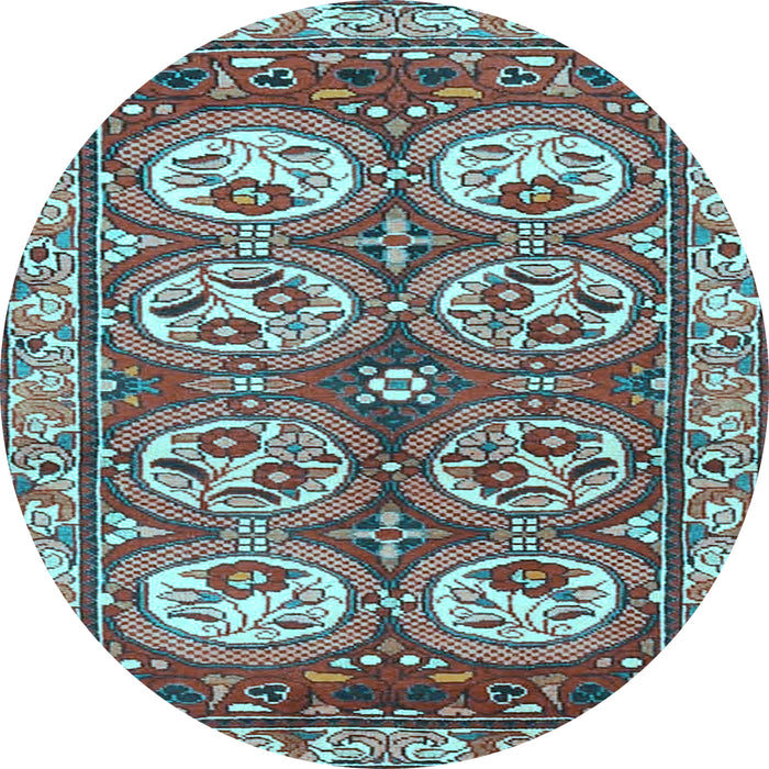 Round Machine Washable Persian Light Blue Traditional Rug, wshtr4020lblu