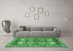 Machine Washable Persian Emerald Green Traditional Area Rugs in a Living Room,, wshtr4020emgrn