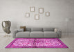 Machine Washable Persian Pink Traditional Rug in a Living Room, wshtr4021pnk