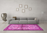 Machine Washable Persian Pink Traditional Rug, wshtr4021pnk