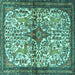 Square Machine Washable Persian Turquoise Traditional Area Rugs, wshtr4021turq