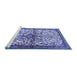 Sideview of Machine Washable Persian Blue Traditional Rug, wshtr4021blu