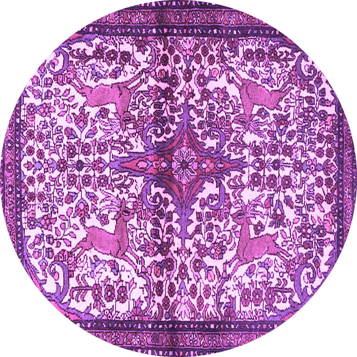Round Persian Purple Traditional Rug, tr4021pur