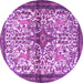 Round Machine Washable Persian Purple Traditional Area Rugs, wshtr4021pur