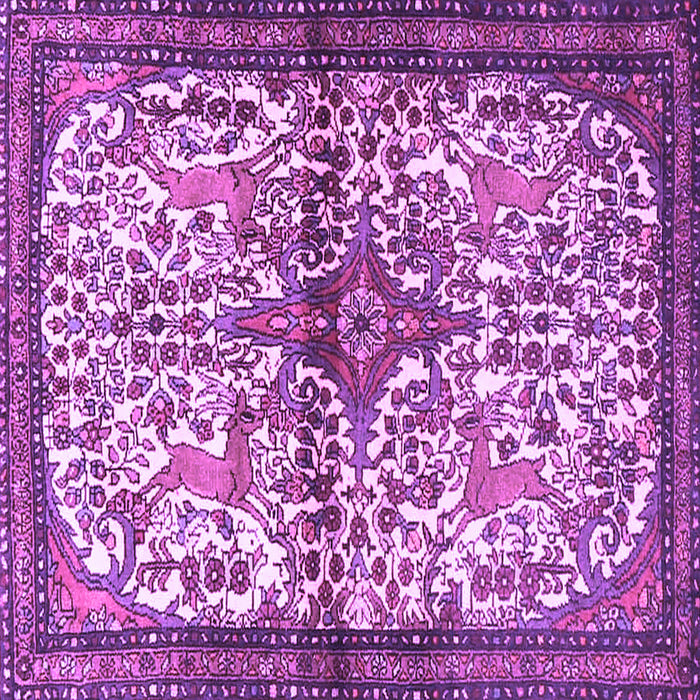 Square Machine Washable Persian Purple Traditional Area Rugs, wshtr4021pur