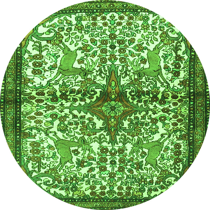 Square Persian Green Traditional Rug, tr4021grn