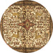 Round Persian Brown Traditional Rug, tr4021brn