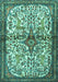 Machine Washable Persian Turquoise Traditional Area Rugs, wshtr4021turq