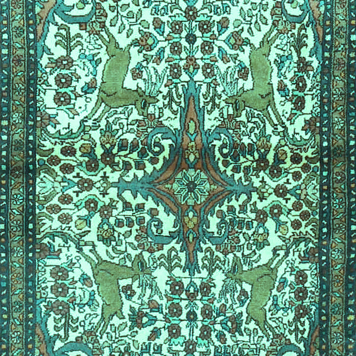 Machine Washable Persian Turquoise Traditional Area Rugs, wshtr4021turq