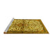 Sideview of Machine Washable Persian Yellow Traditional Rug, wshtr4021yw