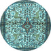 Round Machine Washable Persian Light Blue Traditional Rug, wshtr4021lblu