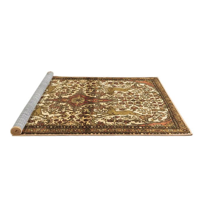 Sideview of Machine Washable Persian Brown Traditional Rug, wshtr4021brn