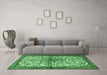 Machine Washable Persian Emerald Green Traditional Area Rugs in a Living Room,, wshtr4021emgrn