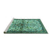 Sideview of Machine Washable Persian Turquoise Traditional Area Rugs, wshtr4021turq