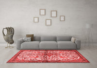 Machine Washable Persian Red Traditional Rug, wshtr4021red