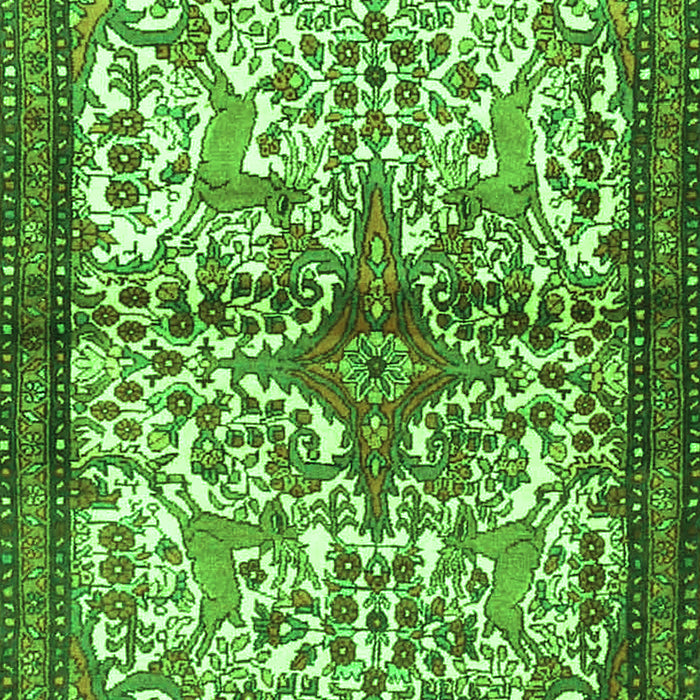 Serging Thickness of Machine Washable Persian Green Traditional Area Rugs, wshtr4021grn