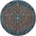 Round Machine Washable Persian Light Blue Traditional Rug, wshtr4022lblu