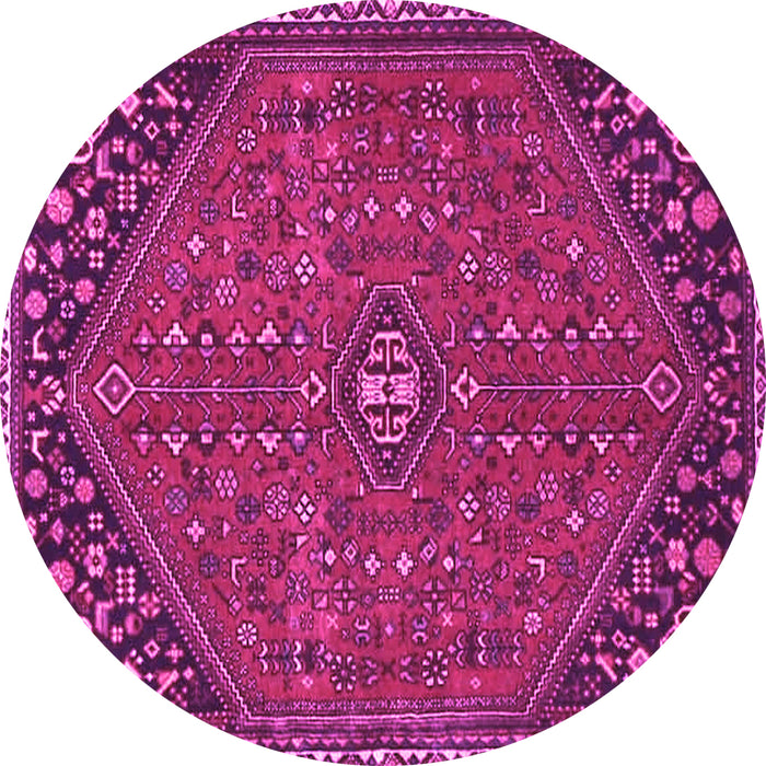 Round Machine Washable Persian Pink Traditional Rug, wshtr4022pnk