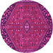 Round Machine Washable Persian Pink Traditional Rug, wshtr4022pnk