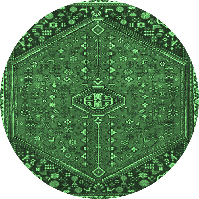 Round Persian Emerald Green Traditional Rug, tr4022emgrn