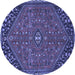 Round Machine Washable Persian Blue Traditional Rug, wshtr4022blu