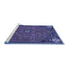 Sideview of Machine Washable Persian Blue Traditional Rug, wshtr4022blu