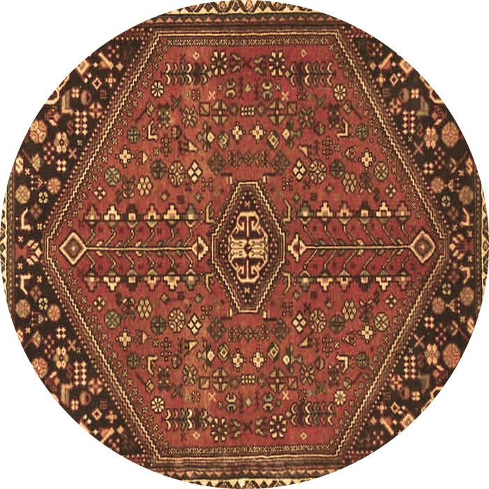 Round Machine Washable Persian Brown Traditional Rug, wshtr4022brn