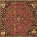 Square Persian Brown Traditional Rug, tr4022brn