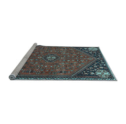 Sideview of Machine Washable Persian Light Blue Traditional Rug, wshtr4022lblu