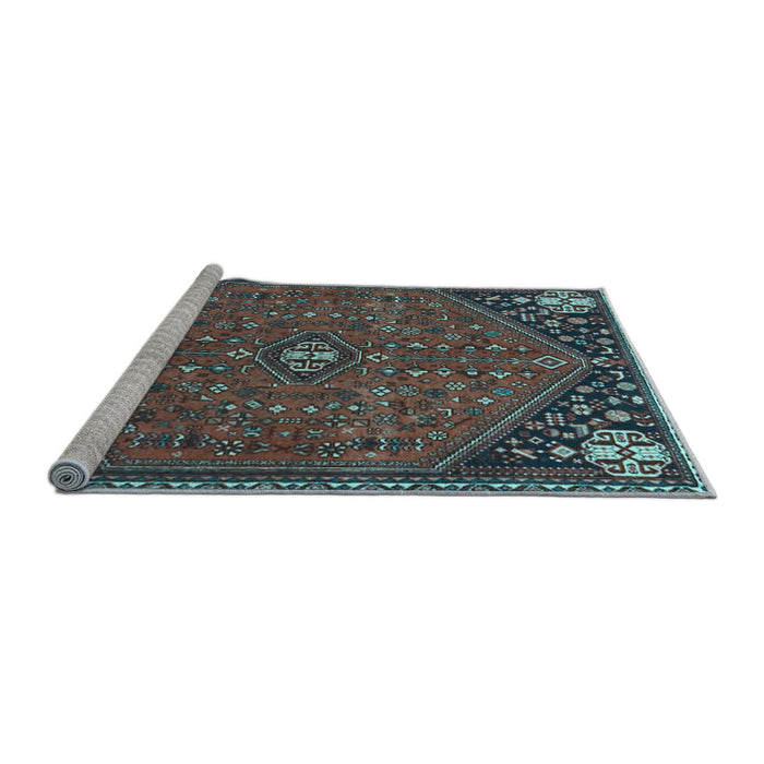 Sideview of Machine Washable Persian Light Blue Traditional Rug, wshtr4022lblu