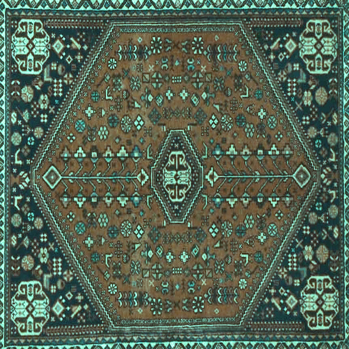 Square Machine Washable Persian Turquoise Traditional Area Rugs, wshtr4022turq