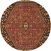 Round Persian Brown Traditional Rug, tr4022brn