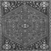 Round Machine Washable Persian Gray Traditional Rug, wshtr4022gry