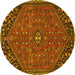 Round Persian Yellow Traditional Rug, tr4022yw