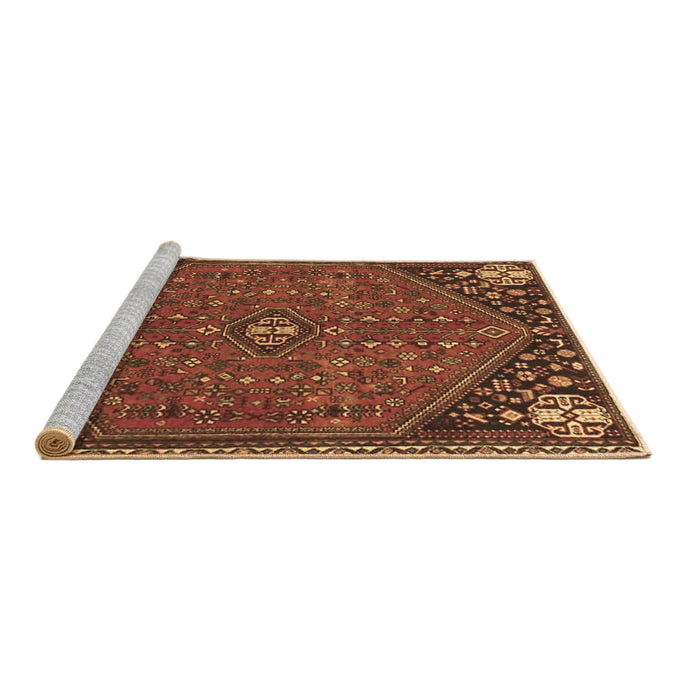 Sideview of Machine Washable Persian Brown Traditional Rug, wshtr4022brn