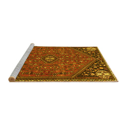 Sideview of Machine Washable Persian Yellow Traditional Rug, wshtr4022yw