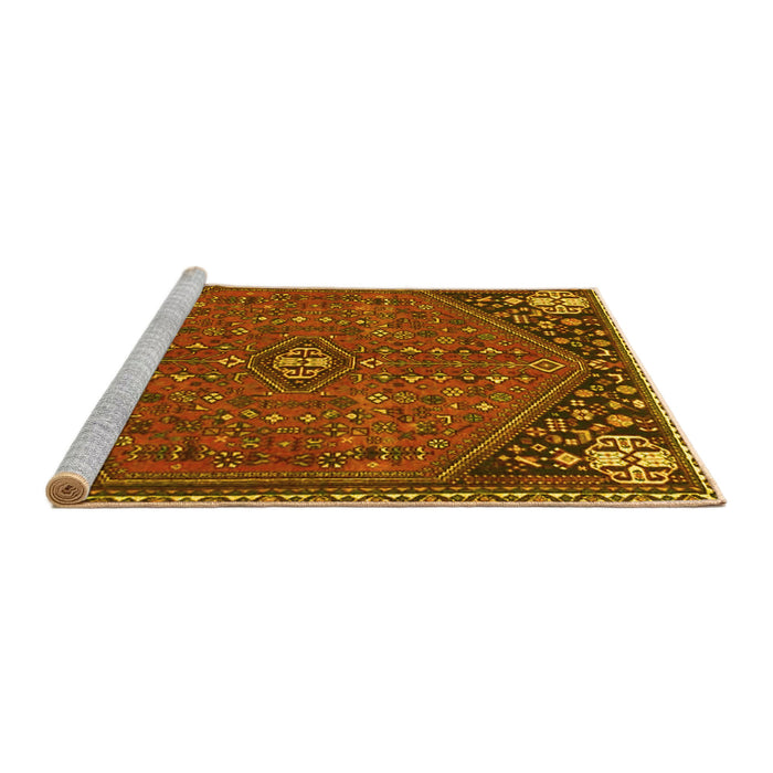 Sideview of Machine Washable Persian Yellow Traditional Rug, wshtr4022yw