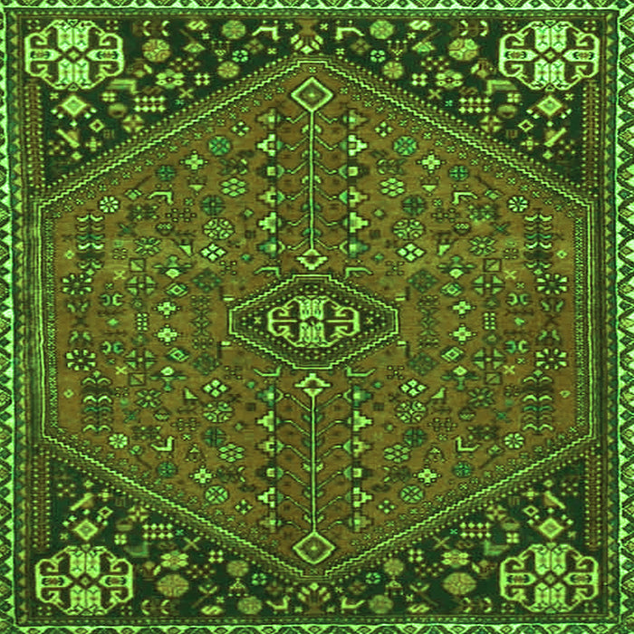 Round Machine Washable Persian Green Traditional Area Rugs, wshtr4022grn