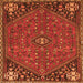 Round Machine Washable Persian Orange Traditional Area Rugs, wshtr4022org