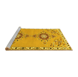 Sideview of Machine Washable Persian Yellow Traditional Rug, wshtr4023yw