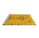 Sideview of Machine Washable Persian Yellow Traditional Rug, wshtr4023yw