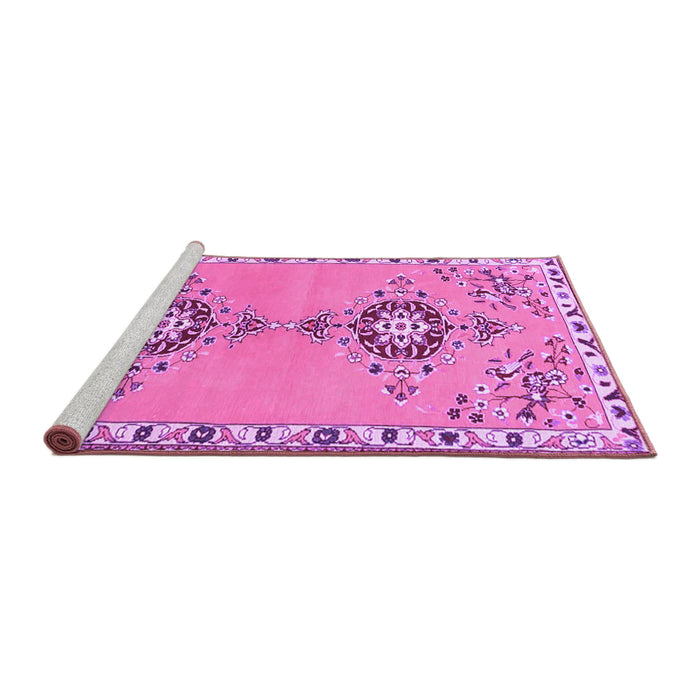 Sideview of Machine Washable Persian Purple Traditional Area Rugs, wshtr4023pur