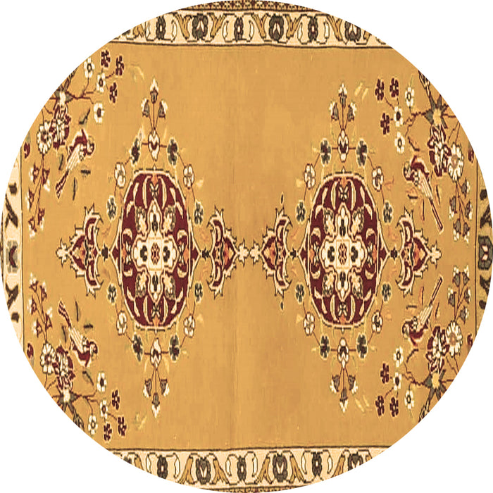 Round Persian Brown Traditional Rug, tr4023brn
