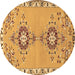 Round Machine Washable Persian Brown Traditional Rug, wshtr4023brn