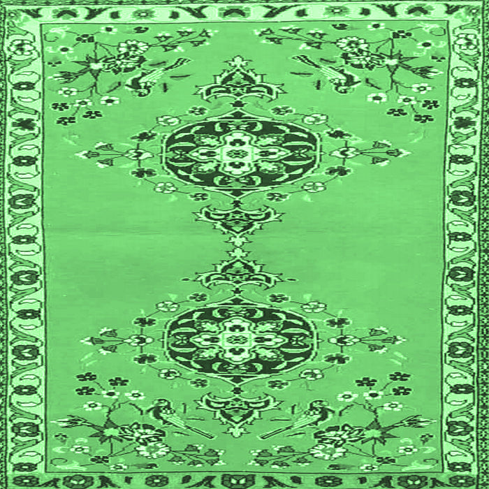 Square Machine Washable Persian Emerald Green Traditional Area Rugs, wshtr4023emgrn