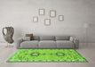 Machine Washable Persian Green Traditional Area Rugs in a Living Room,, wshtr4023grn