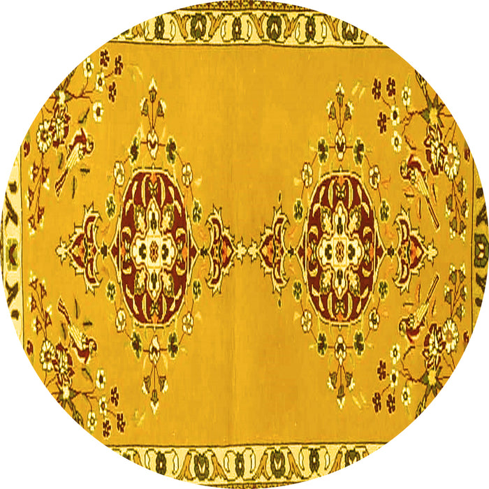 Round Persian Yellow Traditional Rug, tr4023yw