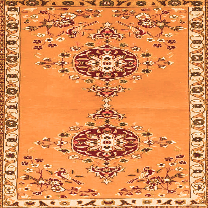 Round Machine Washable Persian Orange Traditional Area Rugs, wshtr4023org
